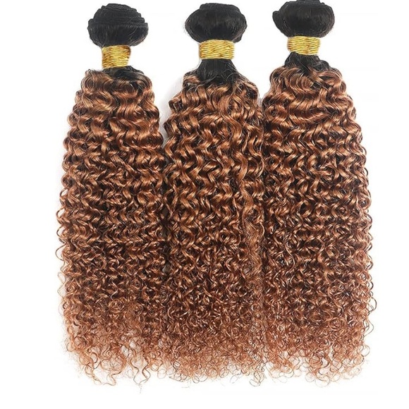 Ombre Brown Bundles 1B30 Curly Wave Bundles Ombre Two Tone 26 Inch Track Hair - Picture 4 of 10